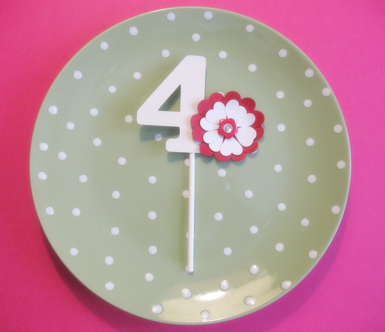 Flowery Girl's Number 4 Cupcake Topper - Ready to Ship Today Il_170x135