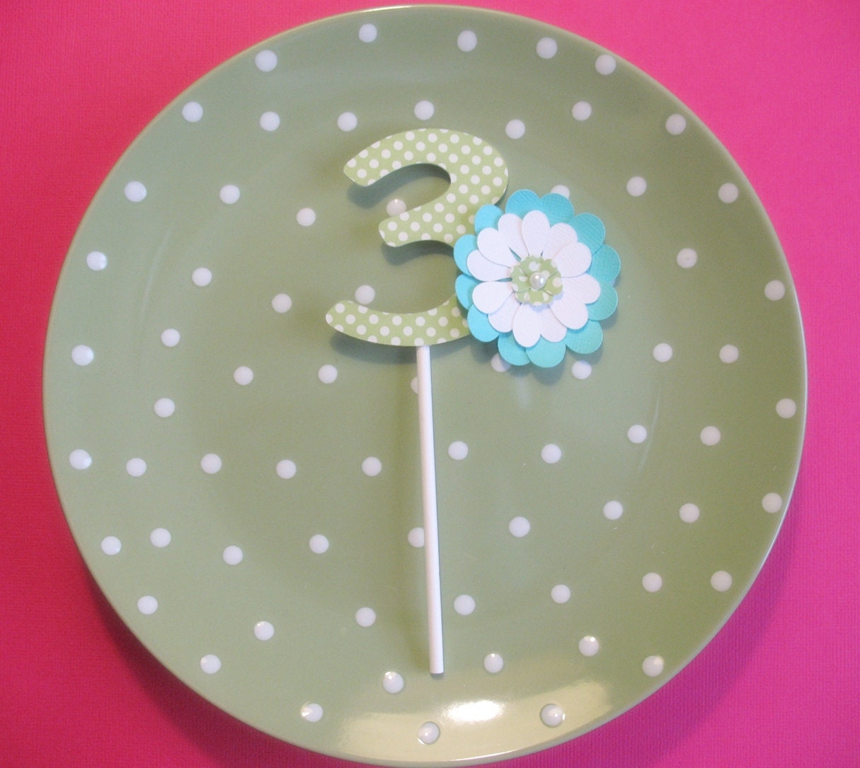 Flowery Girl's Number 3 Cupcake Topper - Ready to Ship Today Il_170x135
