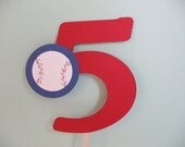 Baseball Number Cake Topper - No. 5