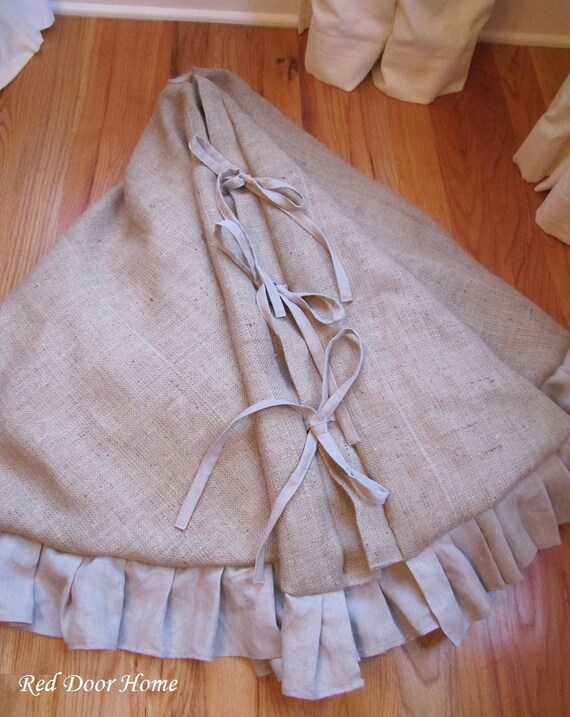 ruffle linen and burlap christmas tree skirt by reddoorhome ruffle linen and burlap christmas tree skirt by reddoorhome
