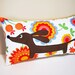 Doxie in the Vibrant Garden Decorative Rectangular Dachshund Pillow Featuring Designer Cotton Fabric in Warm Tones READY TO SHIP