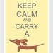 Dachshund Art - Keep Calm and Carry a Doxie Wiener Dog Print 8x10 in Butter Yellow