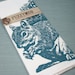 Super Squirrel in Blue - Hand Printed Flour Sack Tea Towel