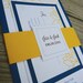 Modern Chrysanthemum Blue & Yellow 5X7 Floral Wedding Invitations with Belly Band