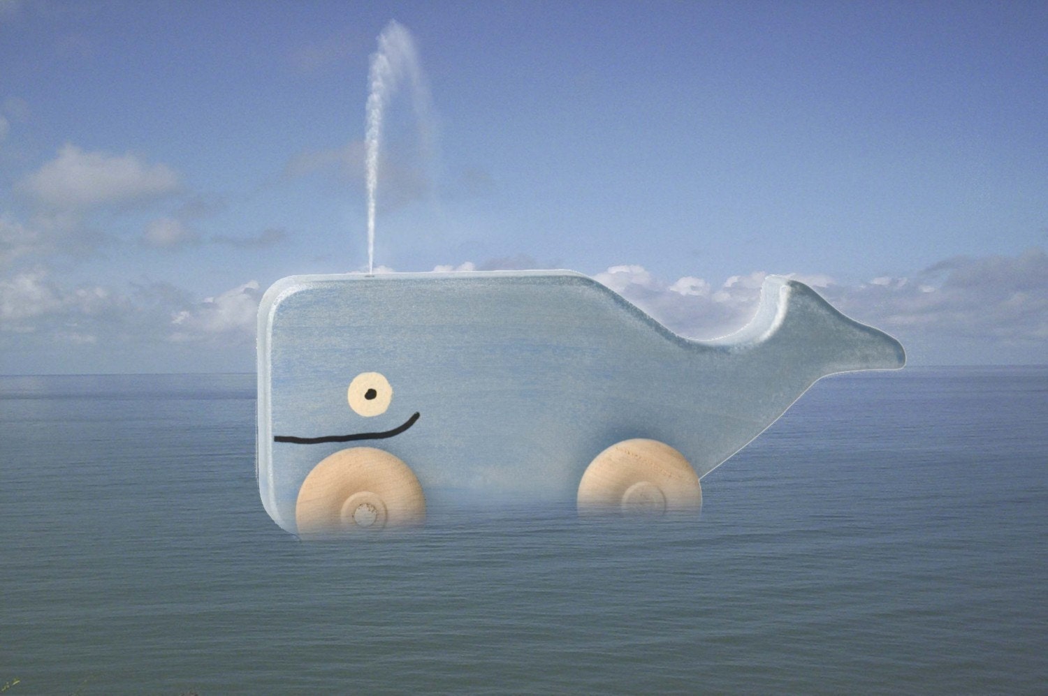 Whale Rollimal - a baby - toddler wooden toy animal