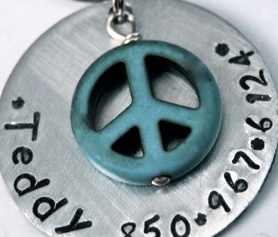 Custom Pet id tag / Super Sturdy with a PERFECT Turquoise dangly