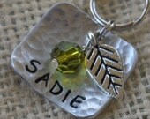 Pet ID Tag Botanical in hammered aircraft aluminum