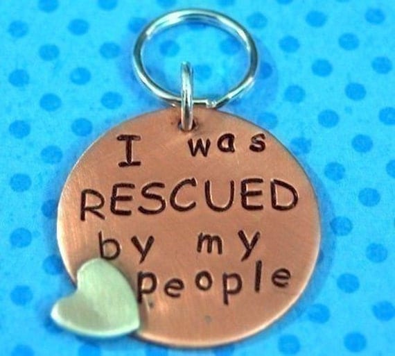 PET ID TAG - I was Rescued by my people dog or cat tag
