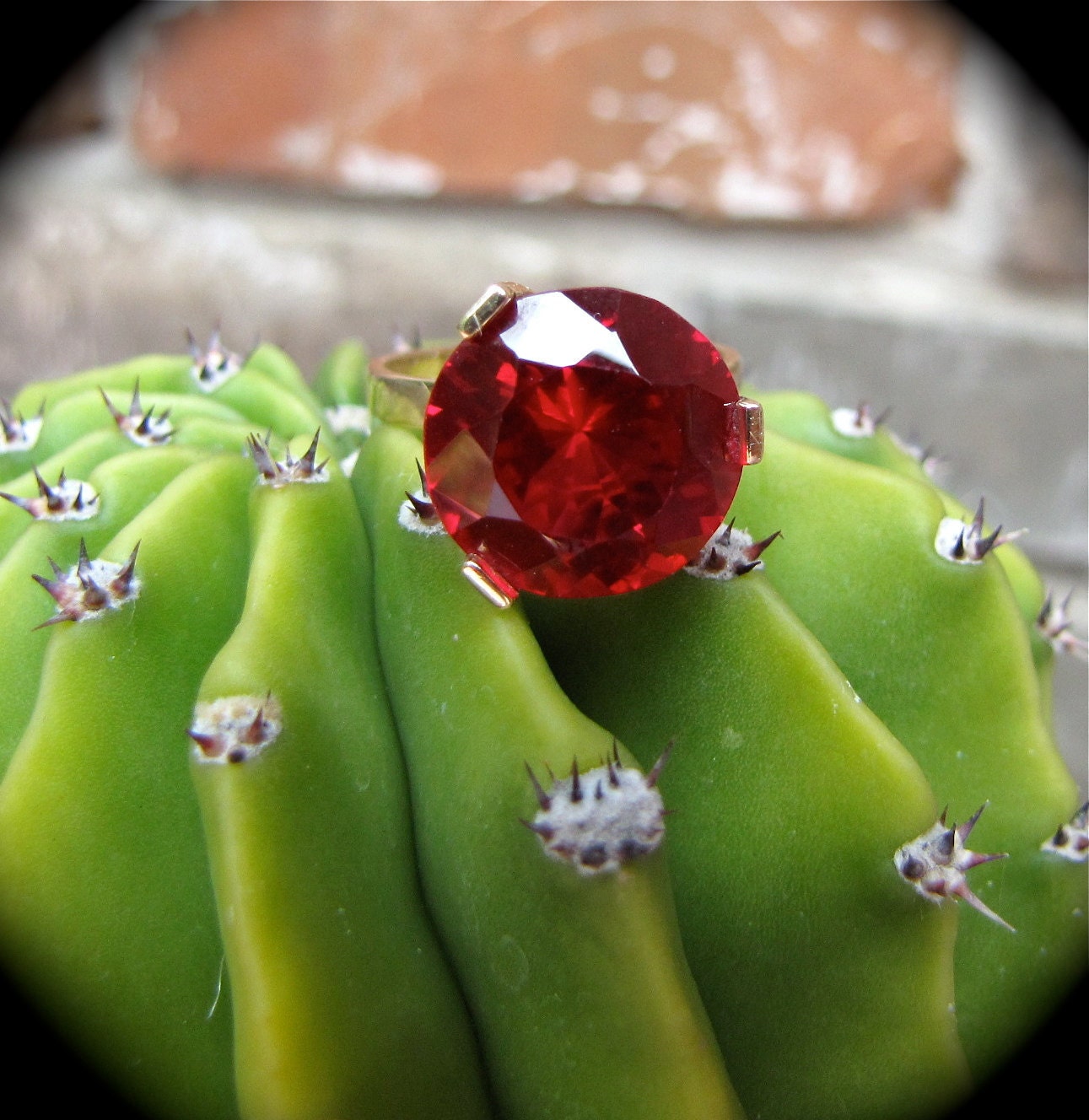 Vintage 14K Gold Solitaire Red Ruby Ring Cocktail Ring Large 14k Ruby /Wedding / Engagement Valentine Sale