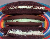 Vegan Whoopee Pie Chocolate Cake Cookie With Cremey Mint  Filling Sweet Gift  for Dad or Grad