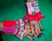 CRISS CROSS Wrist Warmers Handmade Crochet Cuffs w/Unicorn Buttons