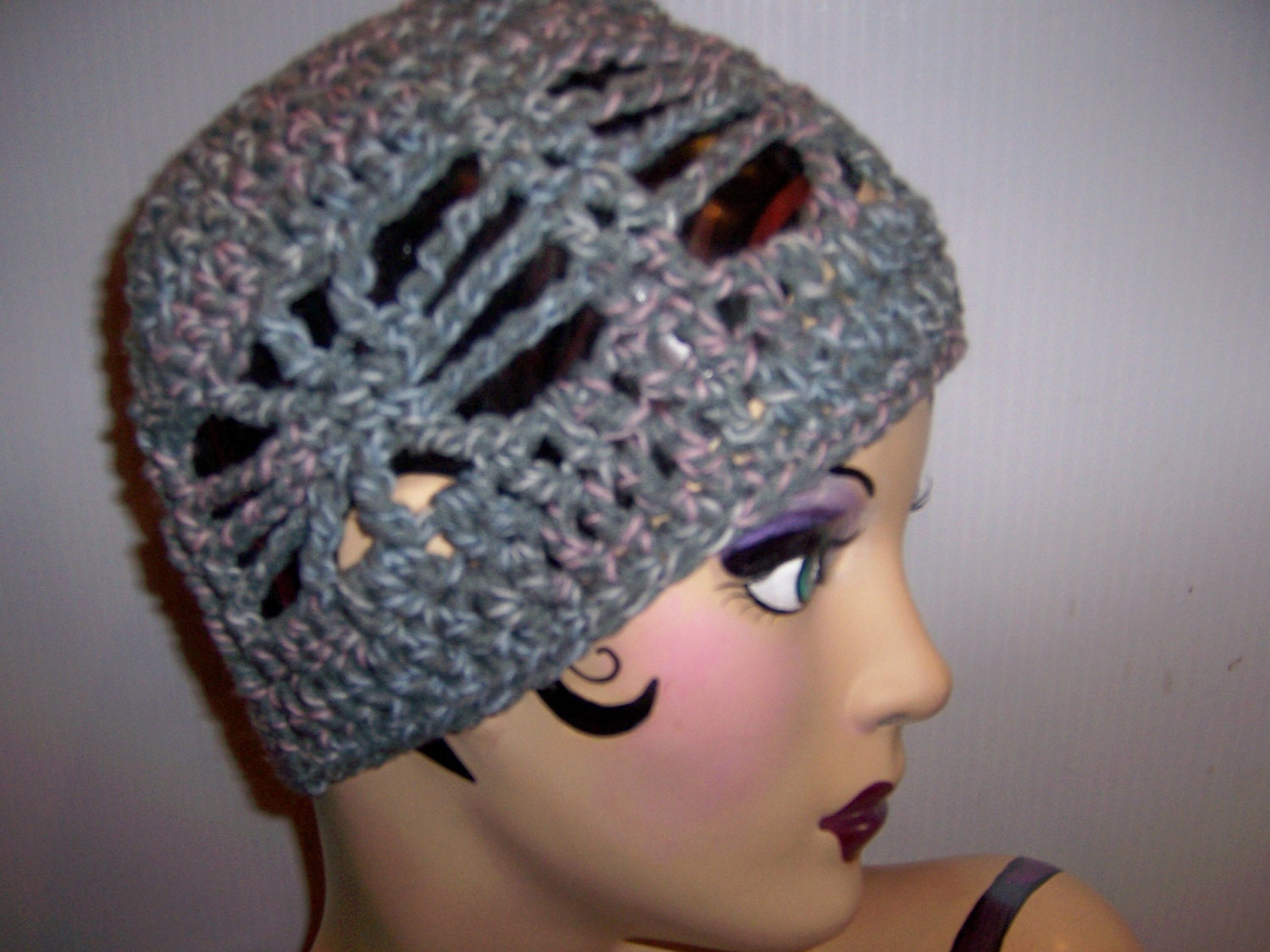 TWEED TWISTS Skullcap Handmade Crochet Light Weight Spider Webs Unisex Guys or Gals Beanie