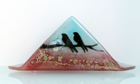 Fused Glass napkin holder, bird series