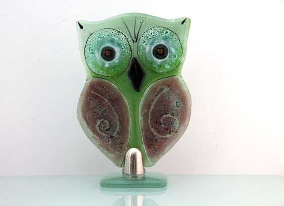 fusd Glass owl Sculpture , Housewarming Gift