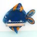 Fused glass blue fish shaped toilet paper holder