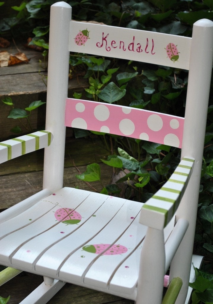 Childrens Rocking Chair. Hand Painted. Wood