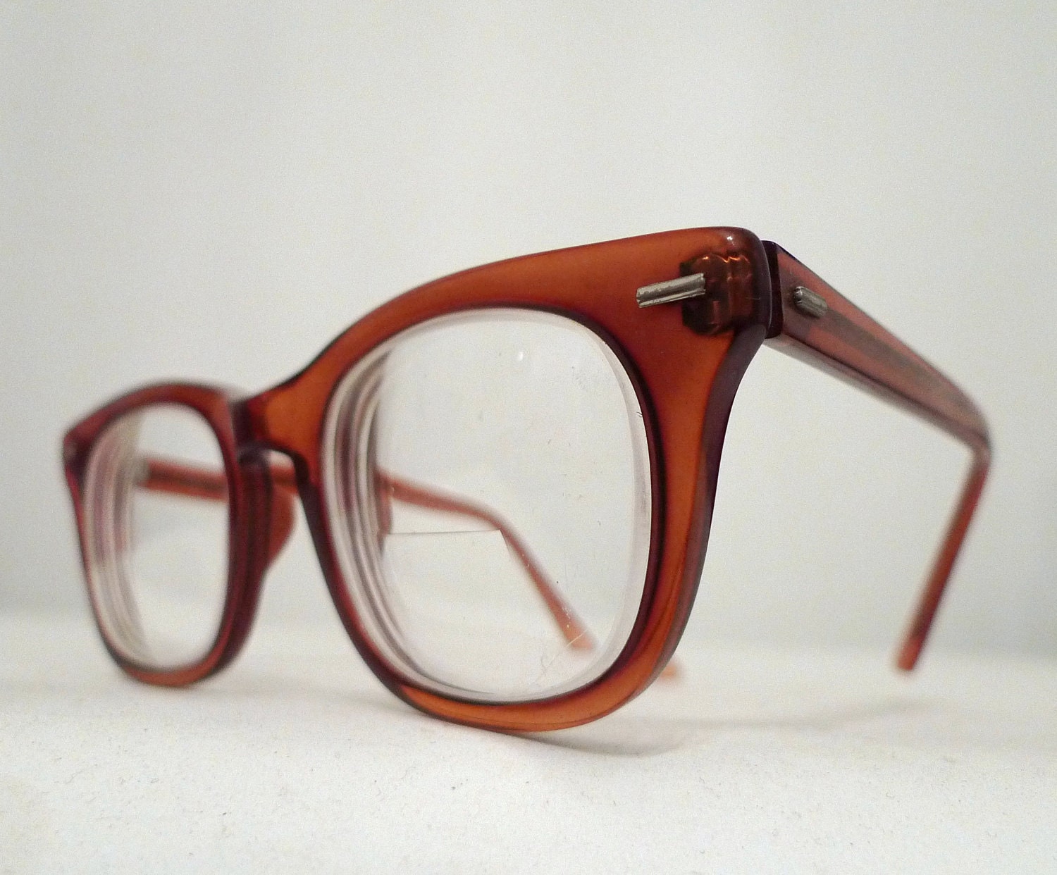 Vintage Shuron Eyeglasses Frames in Glowing Whiskey, Cognac Brown Horn Rimmed Sunglasses, Mad Men Unisex
