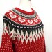 Hearts and Diamonds Nordic Fair Isle Wool Sweater. Ski . Layering. Christmas. Red, Green, White, Large Unisex