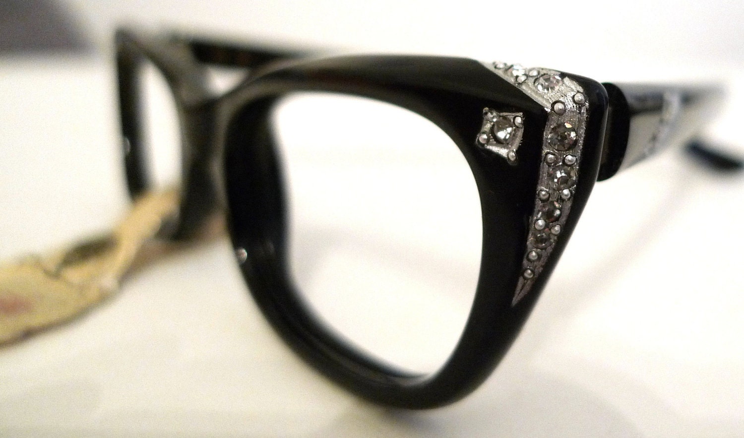 SAfilo NOS Black Cat Eye Frames, Italy, Eyeglasses, Horn Rimmed Sun Glasses