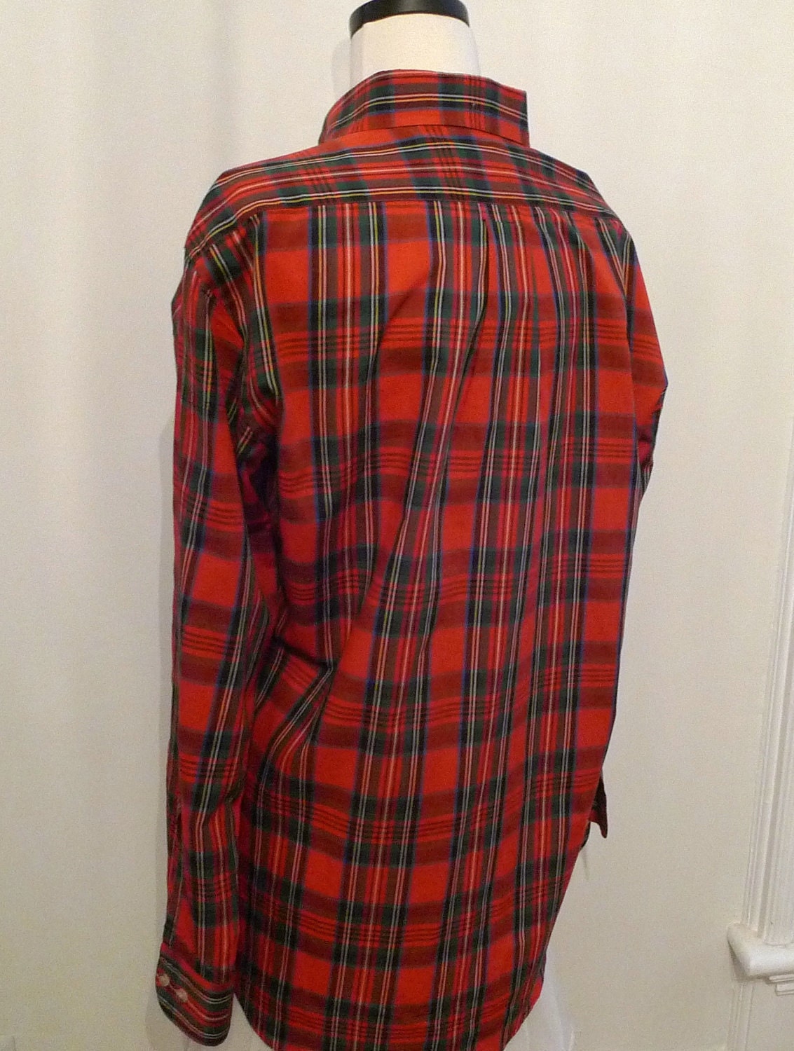 SALE Classic Crisp Tartan Plaid Long Sleeved Oxford Shirt, London Fog Nor' Easter Menswear Top
