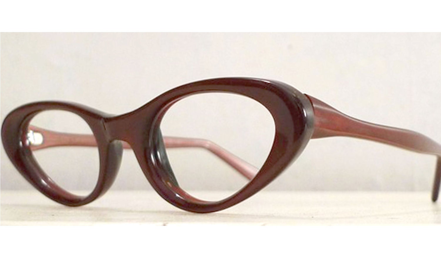Rose Mahogany Titmus Eyeglasses Frames, Garnet Cat Eye Horn Rimmed Eye Glasses or Sun Glasses, NOS