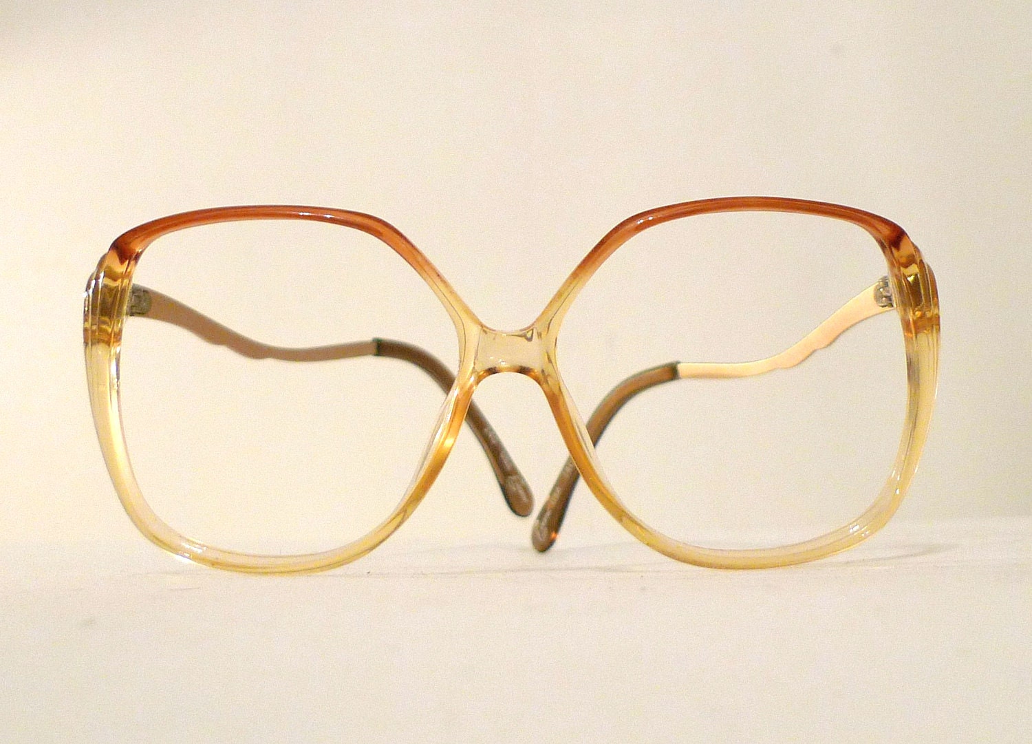 BIG NOS Ombre Frame France Mod Glam Eyeglass Frames / Rose Petal Color Supermodel Sunglasses, NOS