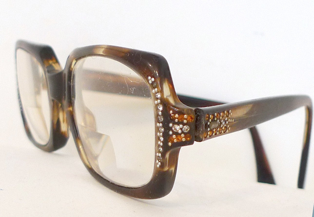 Items similar to Mod Rhinestone Studded Shuron Eyeglass ...