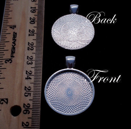 10 Deep Well Pendant Blank Tray Finding for Resin Round 1 inch (25mm) Silver Plated