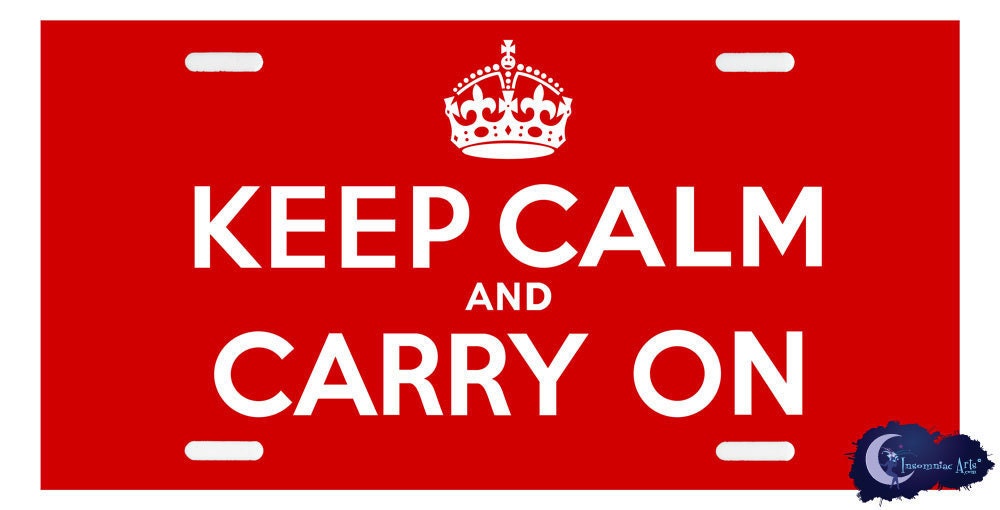 Keep Calm and Carry On - Red British Poster License Plate