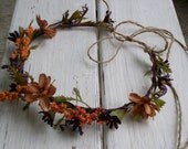 wedding hair accessory Rustic chic Hair Floral Headwreath flower crown Woodland Weddings Bridal hairpiece, autumn