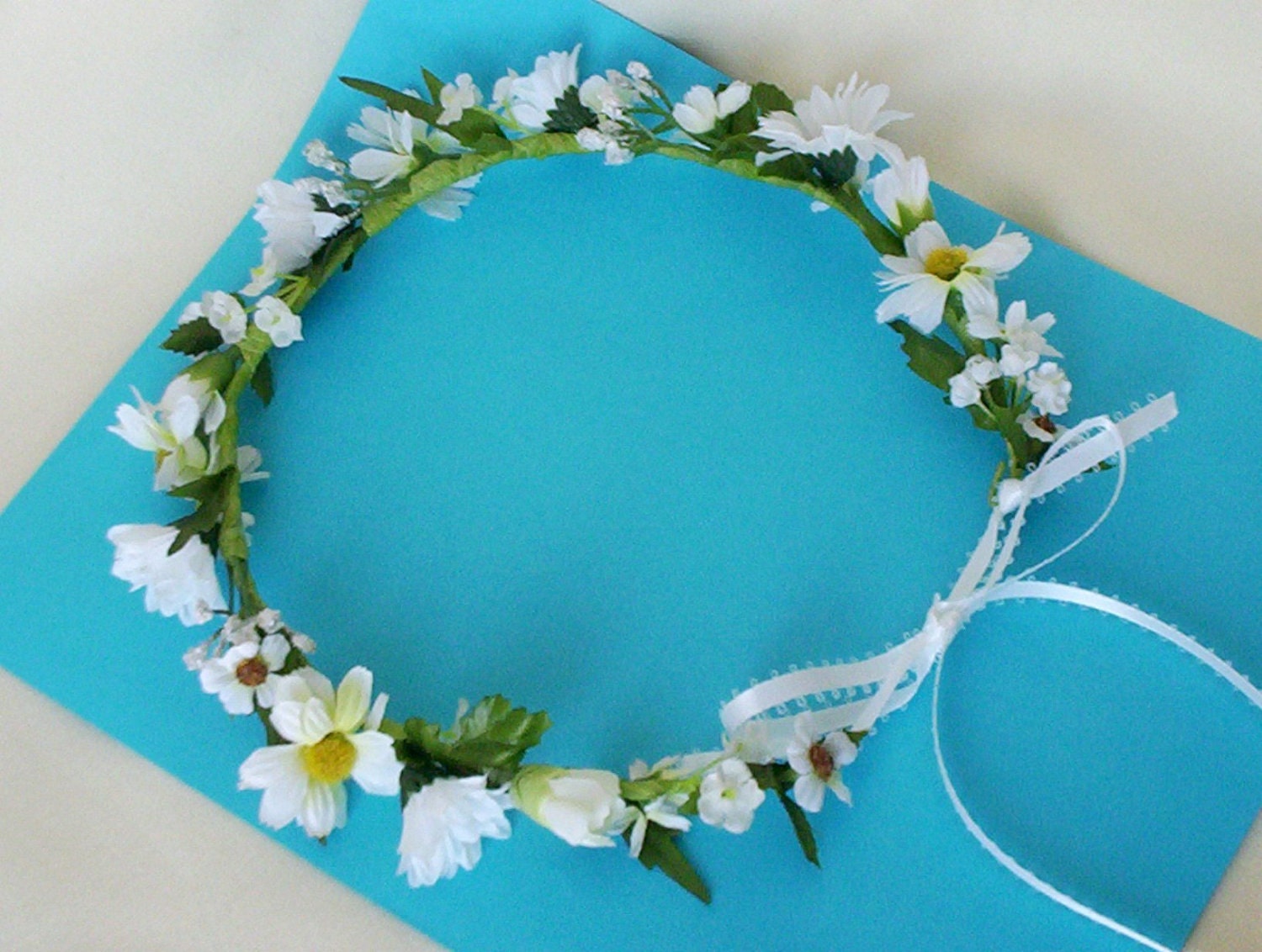 Hippie HairWreath Daisy chain Flower Crown 70s flower child Wedding accessories Head Wreath Bride headpiece bridals Photo Prop Senior Pics