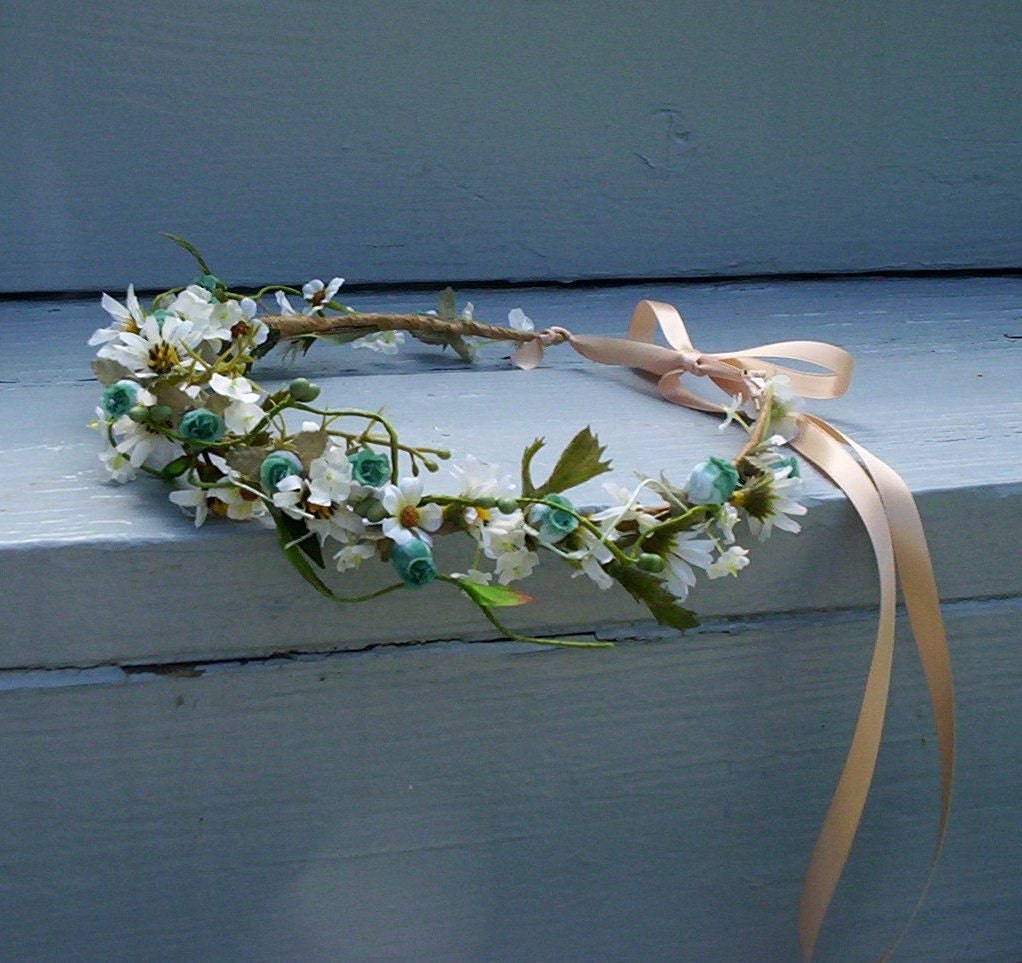 Music festival hairwreath Boho summer flower crown -Julie- Wild Daisies  bridal headpiece Wedding accessories artificial headdress Rave