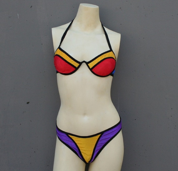 PRIMARY COLORS 80s Colorblock Bikini, xs-m