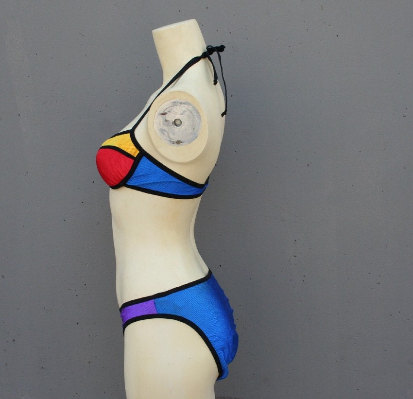 PRIMARY COLORS 80s Colorblock Bikini, xs-m