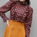TARTAN Plaid Ruffled 70s Blouse, s-m
