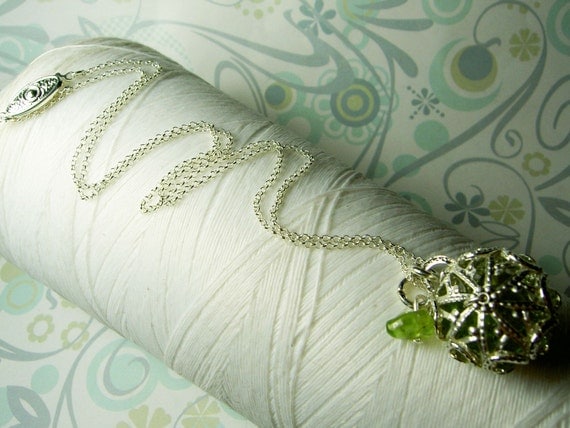 SALE SALE SALE - Worry Locket - peridot gemstones in star filigree sterling silver necklace