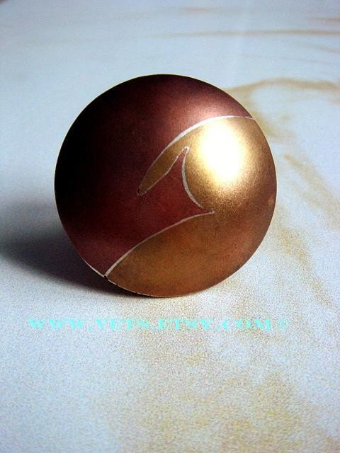 Large Dome Ring, Brass Copper and Silver Ring