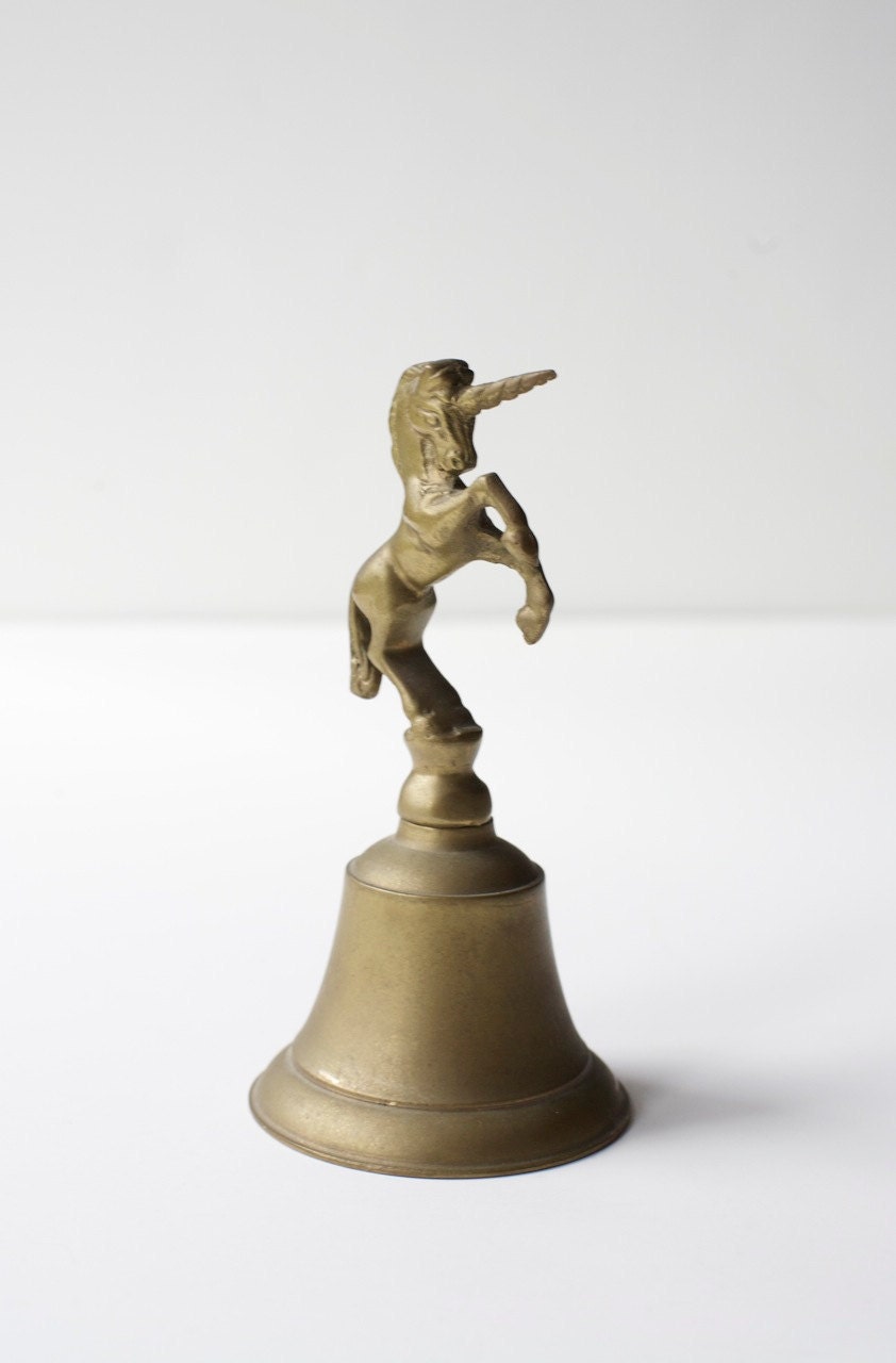 Vintage Unicorn Bell . Brass