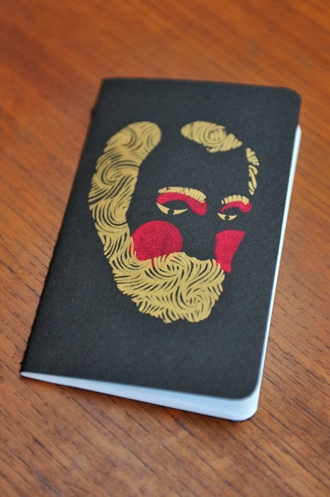 Bearded Man Gocco Print Moleskine Notebook