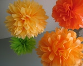 Fiesta 10 Tissue Poms- Cinco de Mayo - Bright Orange and Lime Green Paper Flowers Il_170x135