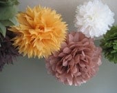 12 Tissue Paper Pom Poms Decoration Party DIY Kit - As Seen on Gossip Girl 1st Anniversary flowers - Thanksgiving Table Decor - Pie Buffet