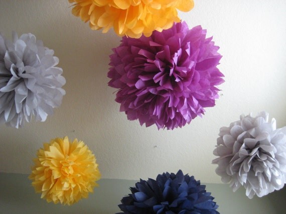 Cocktail Hour - 5 Tissue Papered Pom Poms - DIY Decoration Kit - Gender Reveal Party Il_570xn