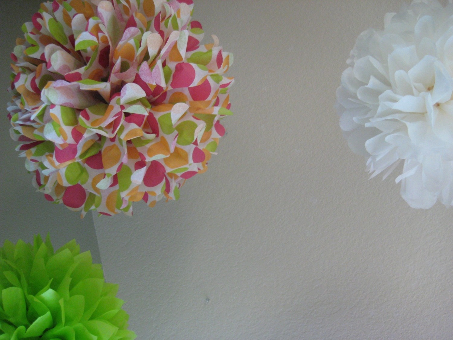 Preppy reMIX - 5 Tissue Paper Pom Pom DIY Decor Kit - 1st Birthday Party Cake Table Il_570xn