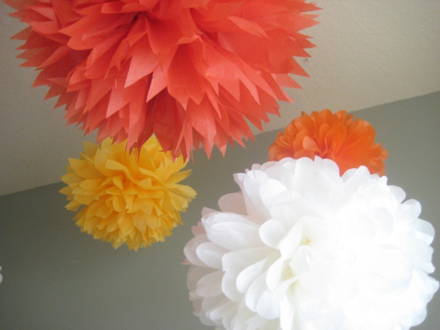 Custom 10 Tissue Papered Pom Poms - Flower Kit Decoration Party DIY - Dance Floor Chandelier Il_570xn