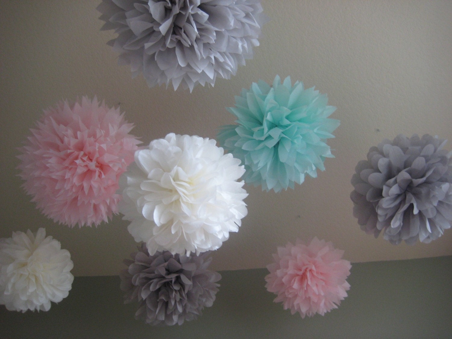 10 Tissue Paper Pom Poms Decoration Holiday Party NYE DIY Kit Il_570xn