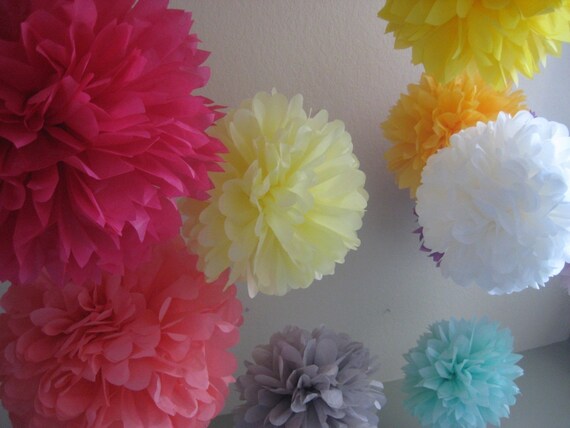 30 Tissue Paper Pom Pom Kit - Custom Pick Your Colors - Prom Decoration DIY Package - Portland Original - As Sold at BHLDN Il_570xn