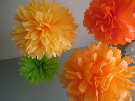 10 Tissue Paper Poms - Pick your colors - Fiesta Cinco de Mayo Party - As Seen in Anthropologie Il_570xn