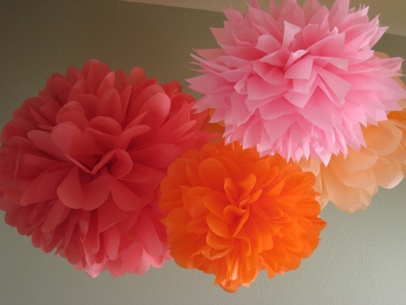 10 Tissue Poms - Custom Pick Your Colors - Fast Ship - Reception Decorations Il_570xn