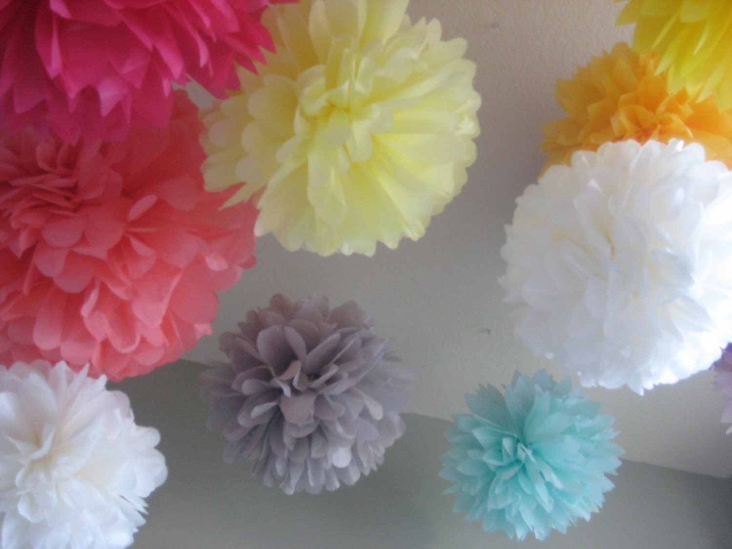 Custom - 6 Large Tissue Paper Pom Poms Decoration DIY Kit - Deluxe Wedding Decoration Il_570xn