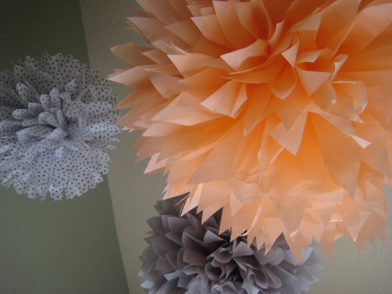 Just Peachy - 3 Tissue Paper Flower Pom Kit - Portland Original Il_570xn